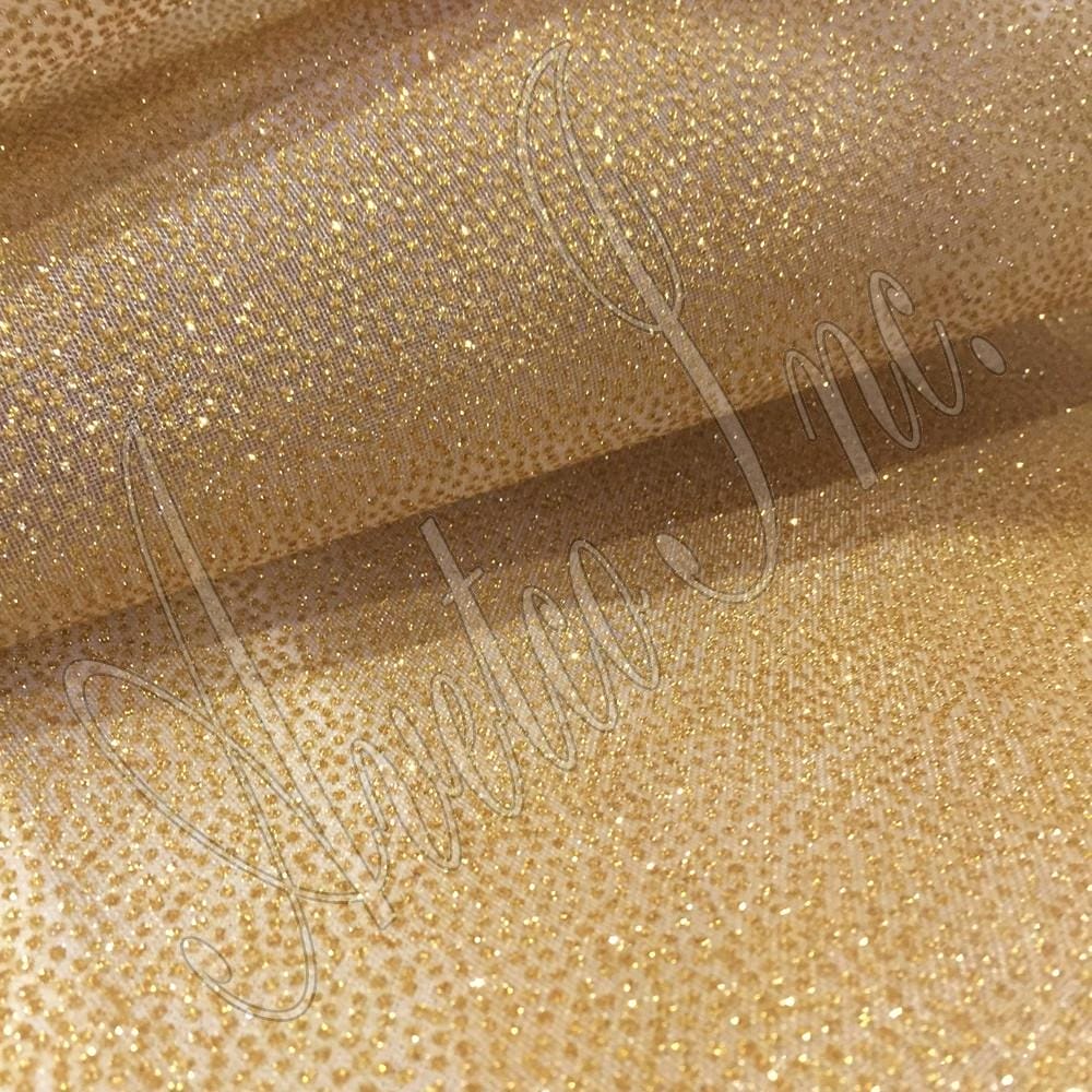 Mesh Fabric White With Gold Glitter avetco.leather1262