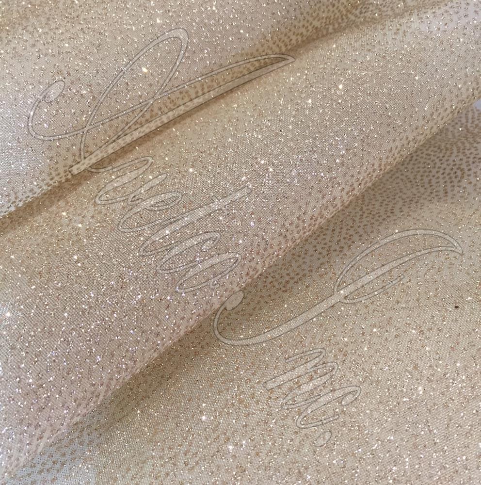 Mesh Fabric Beige  With Camel Glitter avetco.leather