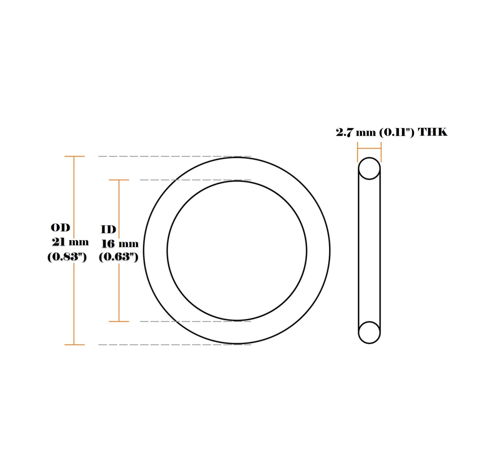 16 mm 2.7thk Oring Templet