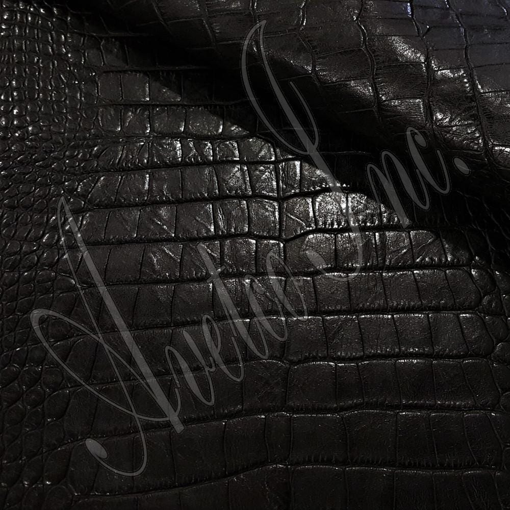 Alligator Belly Embossed Cow Leather Black Avetco Inc.