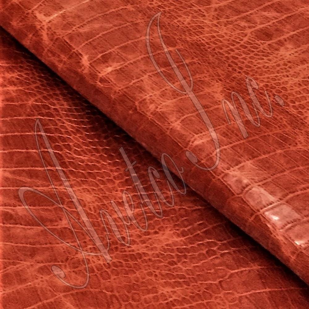Alligator Belly Embossed Cow Leather Burnt Orange Avetco Inc.