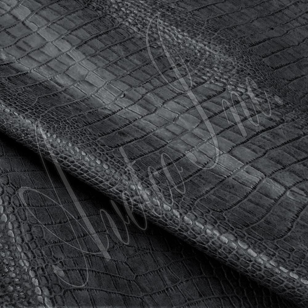 Alligator Belly Embossed Cow Leather Charcoal Gray Avetco Inc.