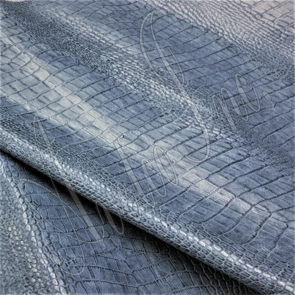 Alligator Belly Embossed Cow Leather Denim Blue Avetco Inc.