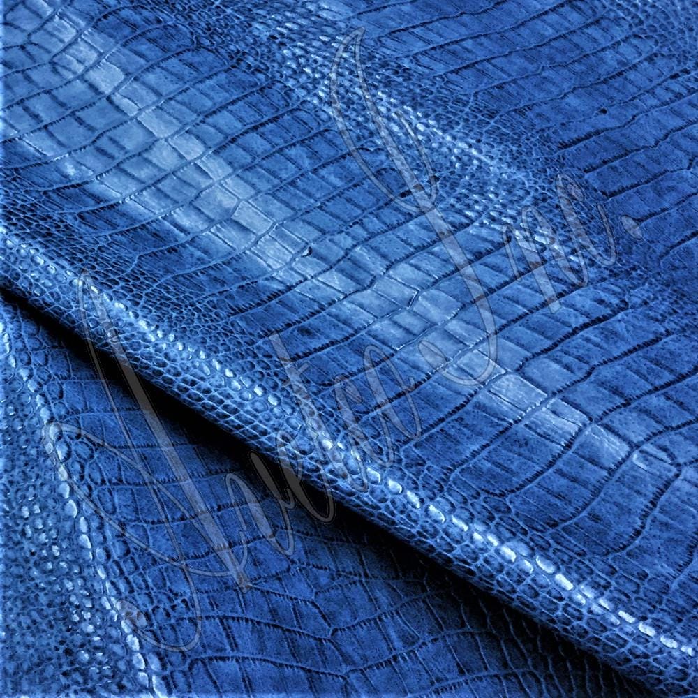 Alligator Belly Embossed Cow Leather Moonlight Blue Avetco Inc.