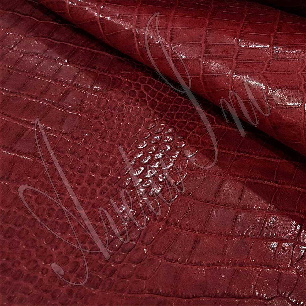 Alligator Belly Embossed Cow Leather Red Avetco Inc.