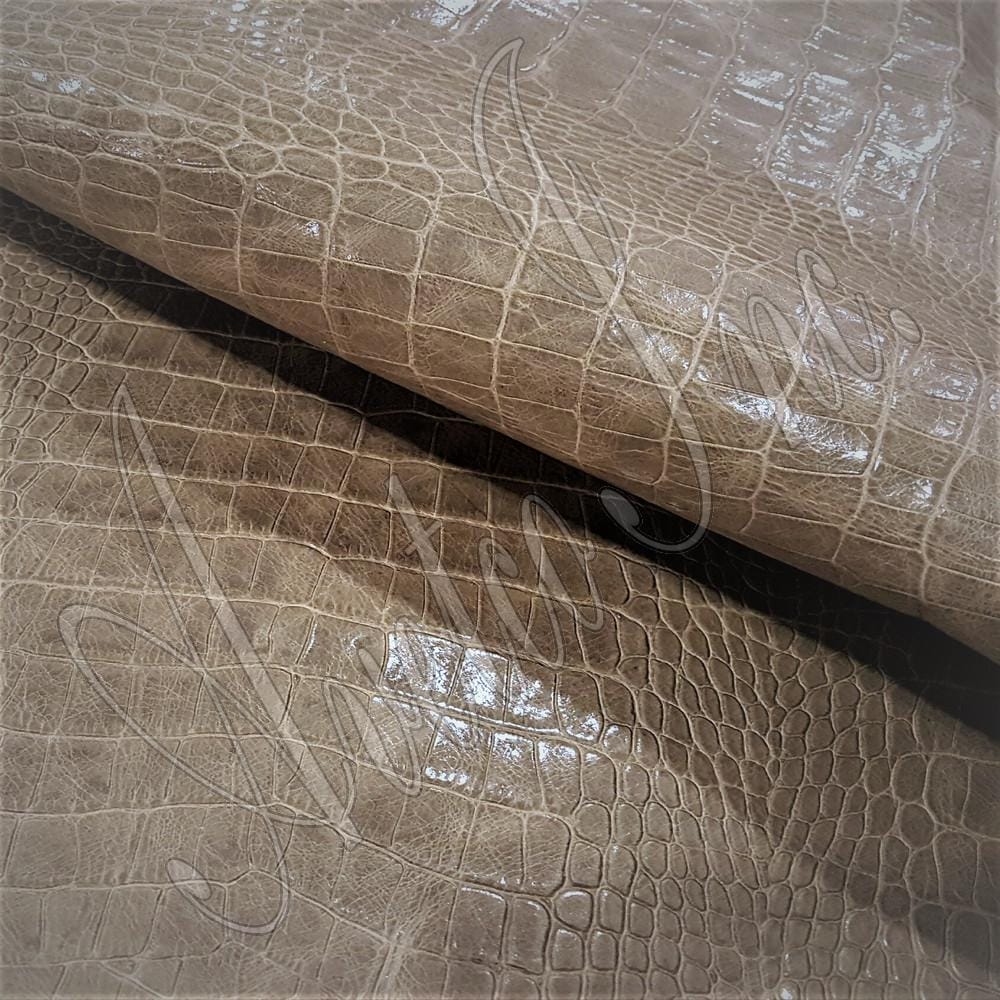 Alligator Belly Embossed Cow Leather Silver Mink Avetco Inc.