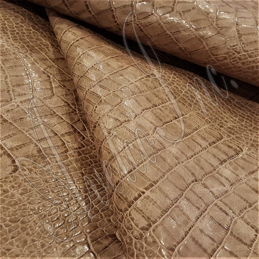 Alligator Belly Embossed Cow Leather Taupe Avetco Inc.