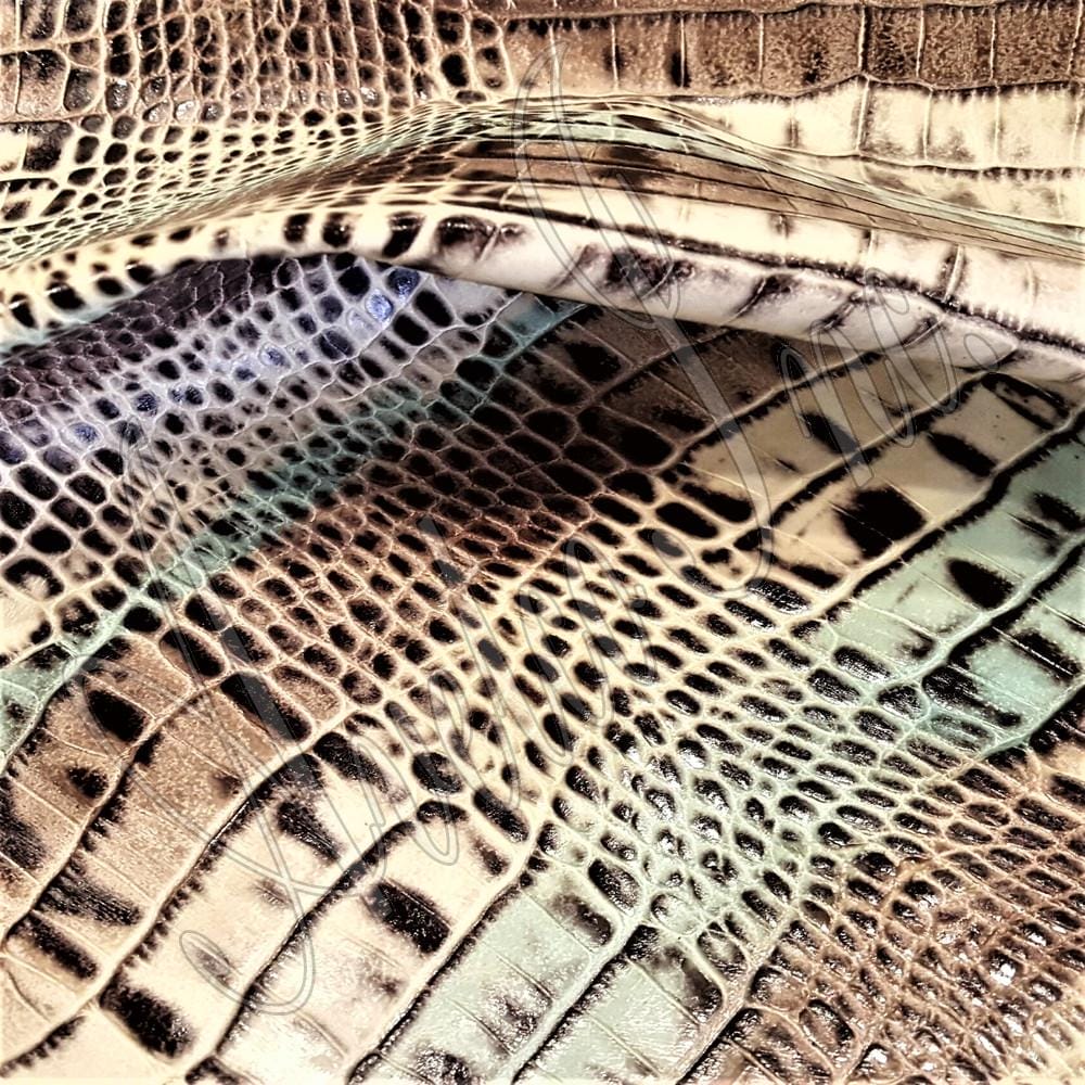 Alligator Belly Ombre Embossed Cow Leather Blue Avetco Inc.