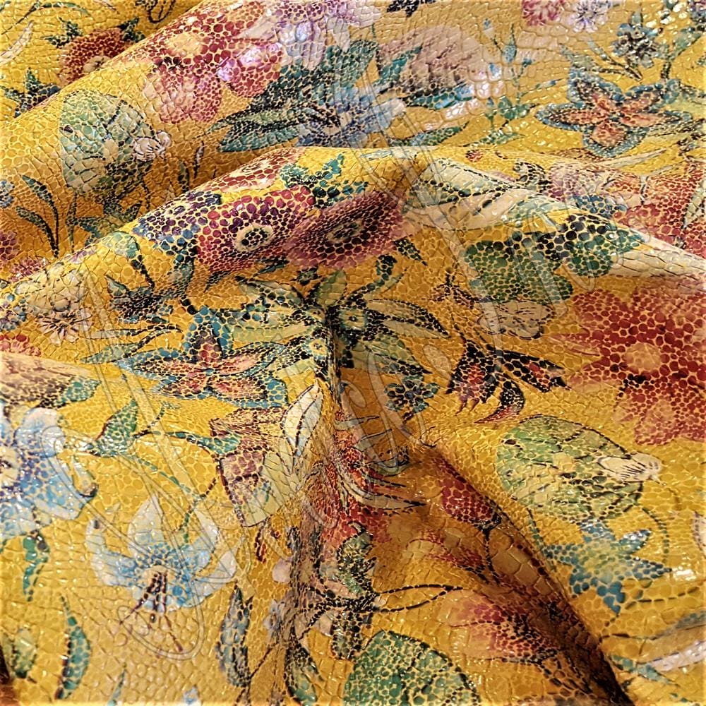 Snake Floral Embossed Cow Leather  Sunset Gold Avetco Inc.