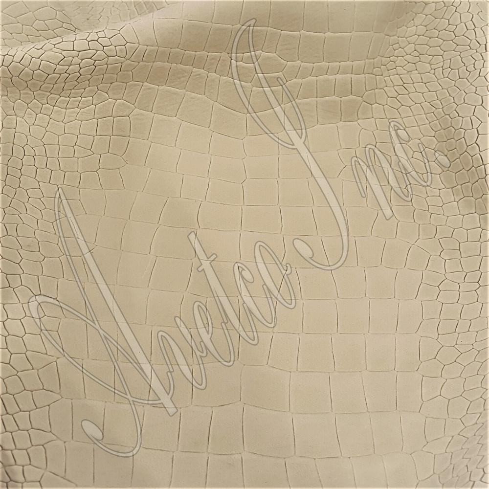 Crocodile Belly Embossed Cow Nubuck Leather Tapioca