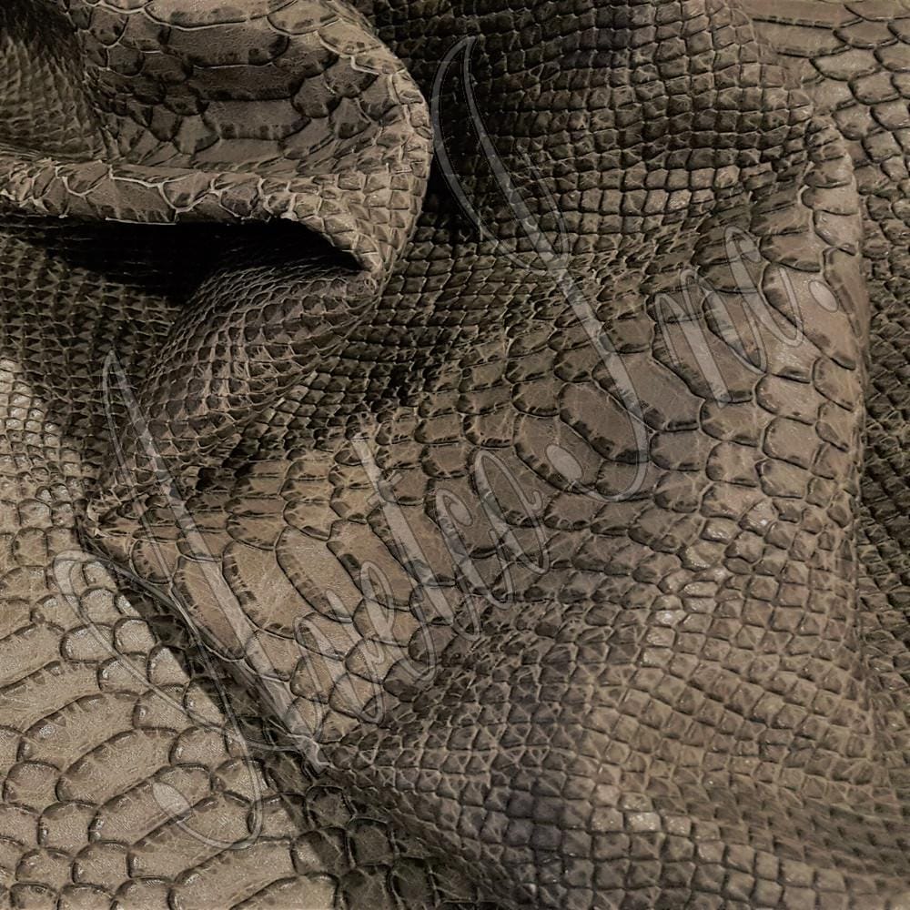 Snake Embossed Cow Leather Gray Avetco Inc