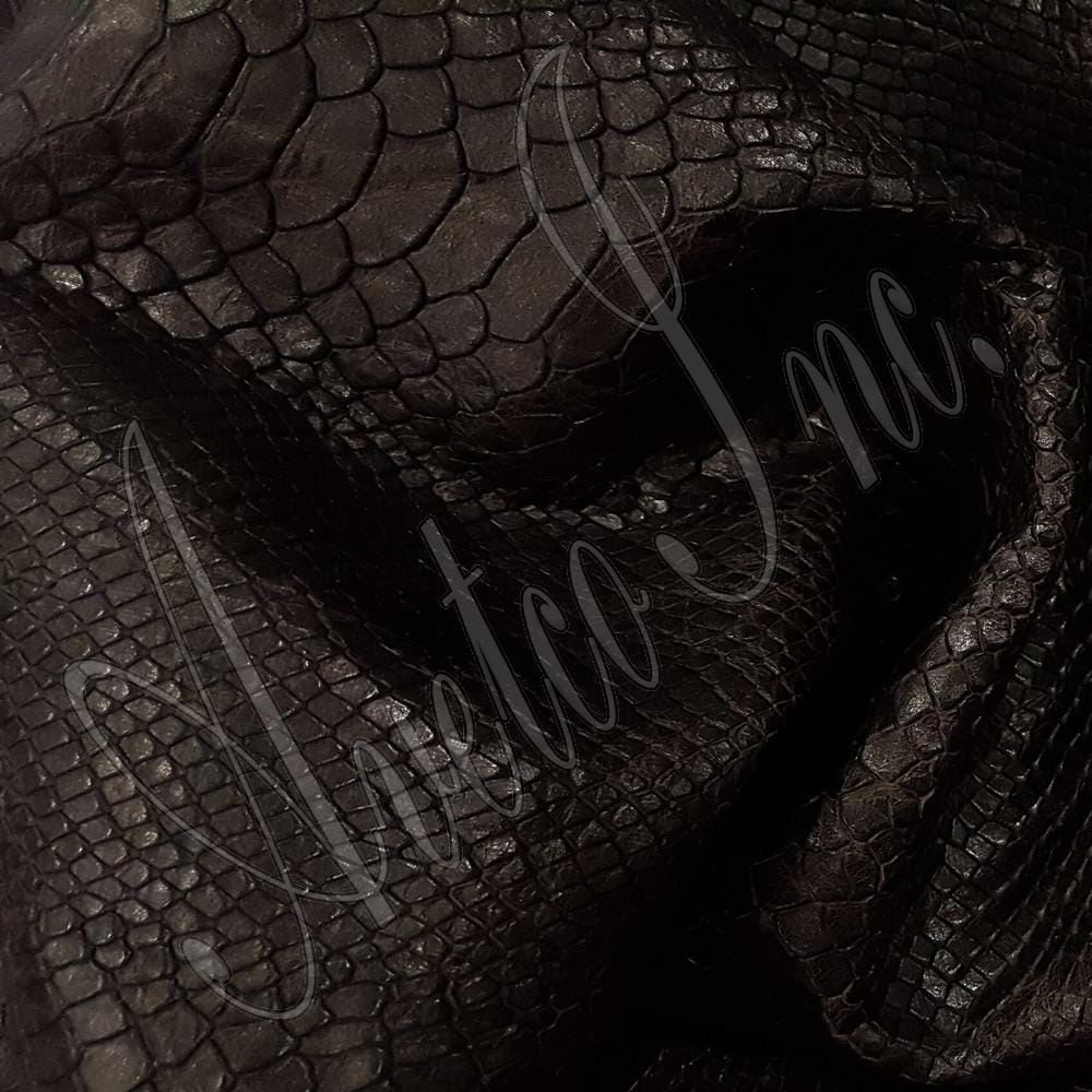 Snake Embossed Cow Leather Java Brown Avetco Inc
