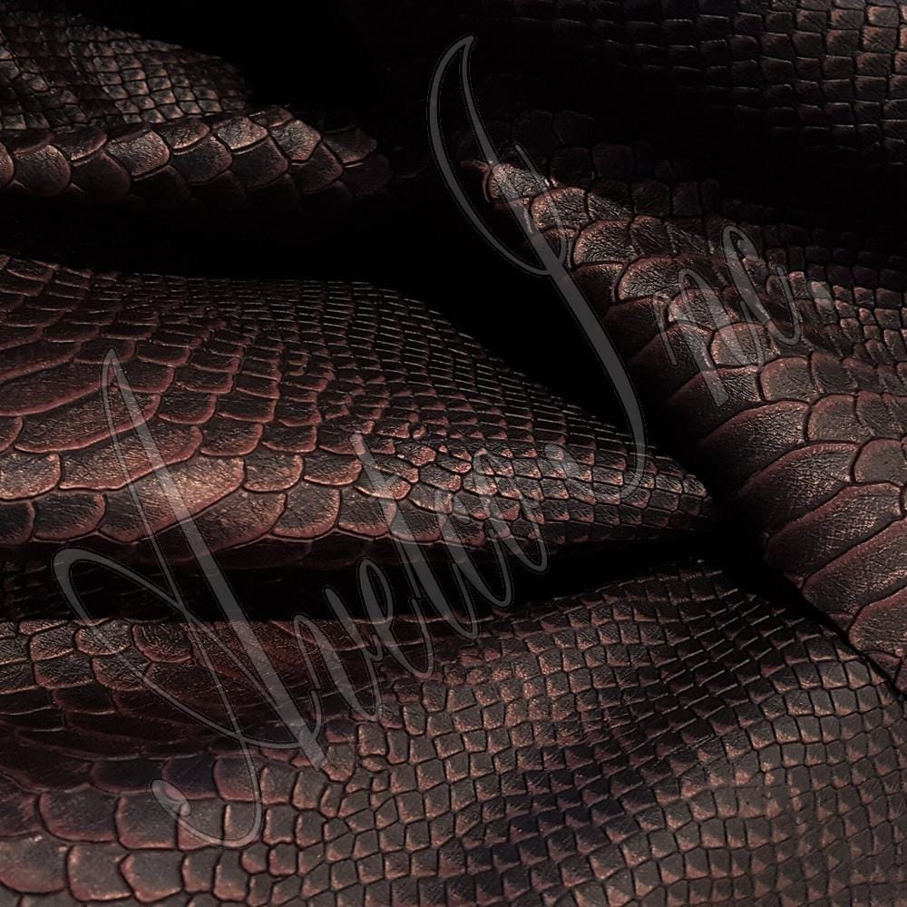 Snake Embossed Metallic Cow Leather Burgundy Avetco Inc