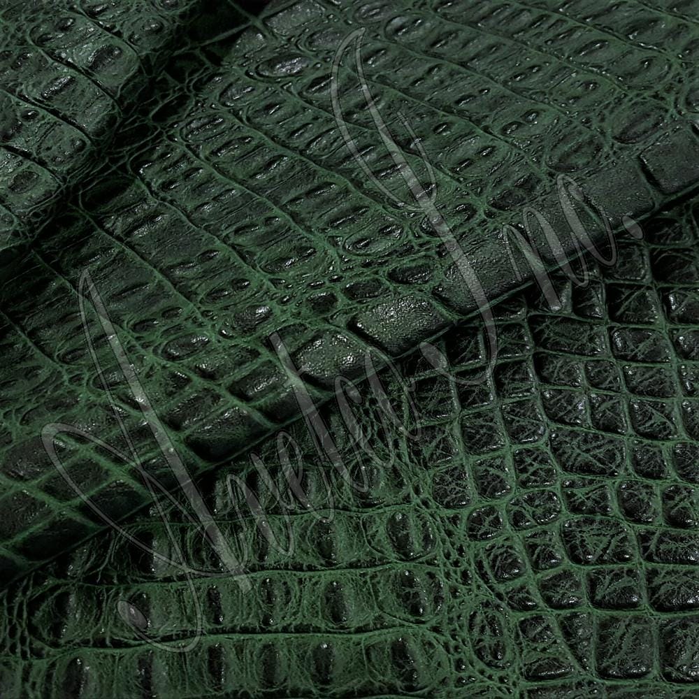 Amazon Green Oltu Crocodile Embossed Cow Leather Avetco Inc