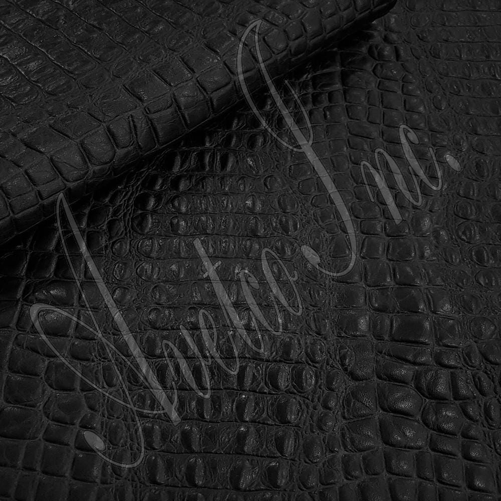 Black Oltu Crocodile Embossed Cow Leather Avetco Inc