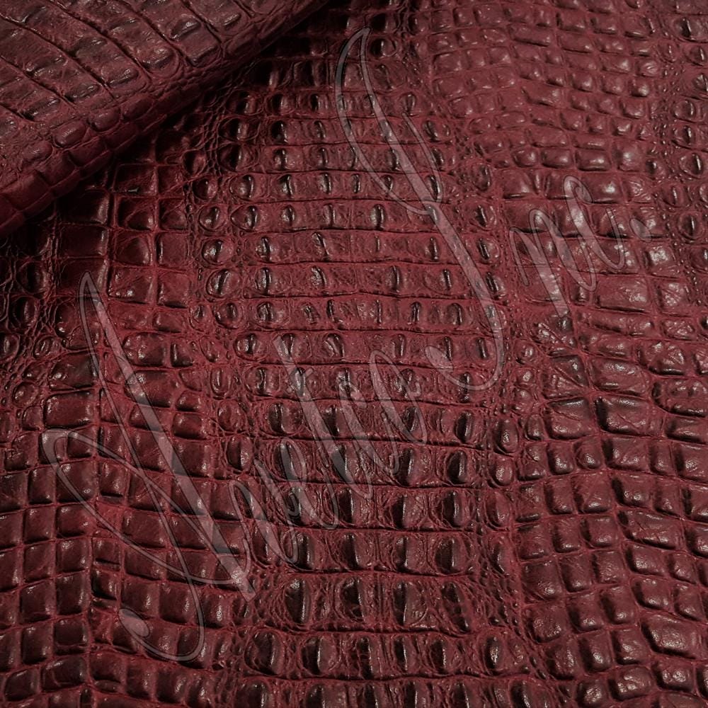 Burgundy Oltu Crocodile Embossed Cow Leather Avetco Inc