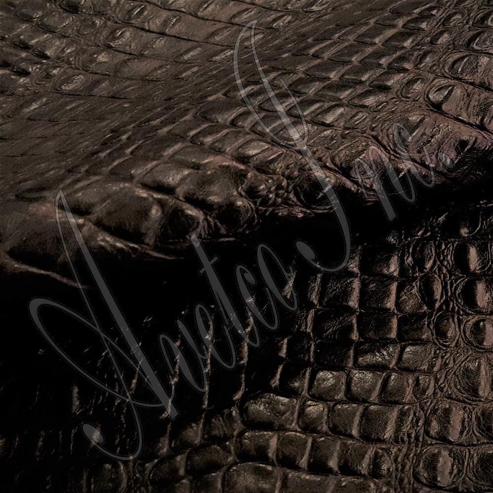 French Roast Oltu Crocodile Embossed Cow Leather Avetco Inc