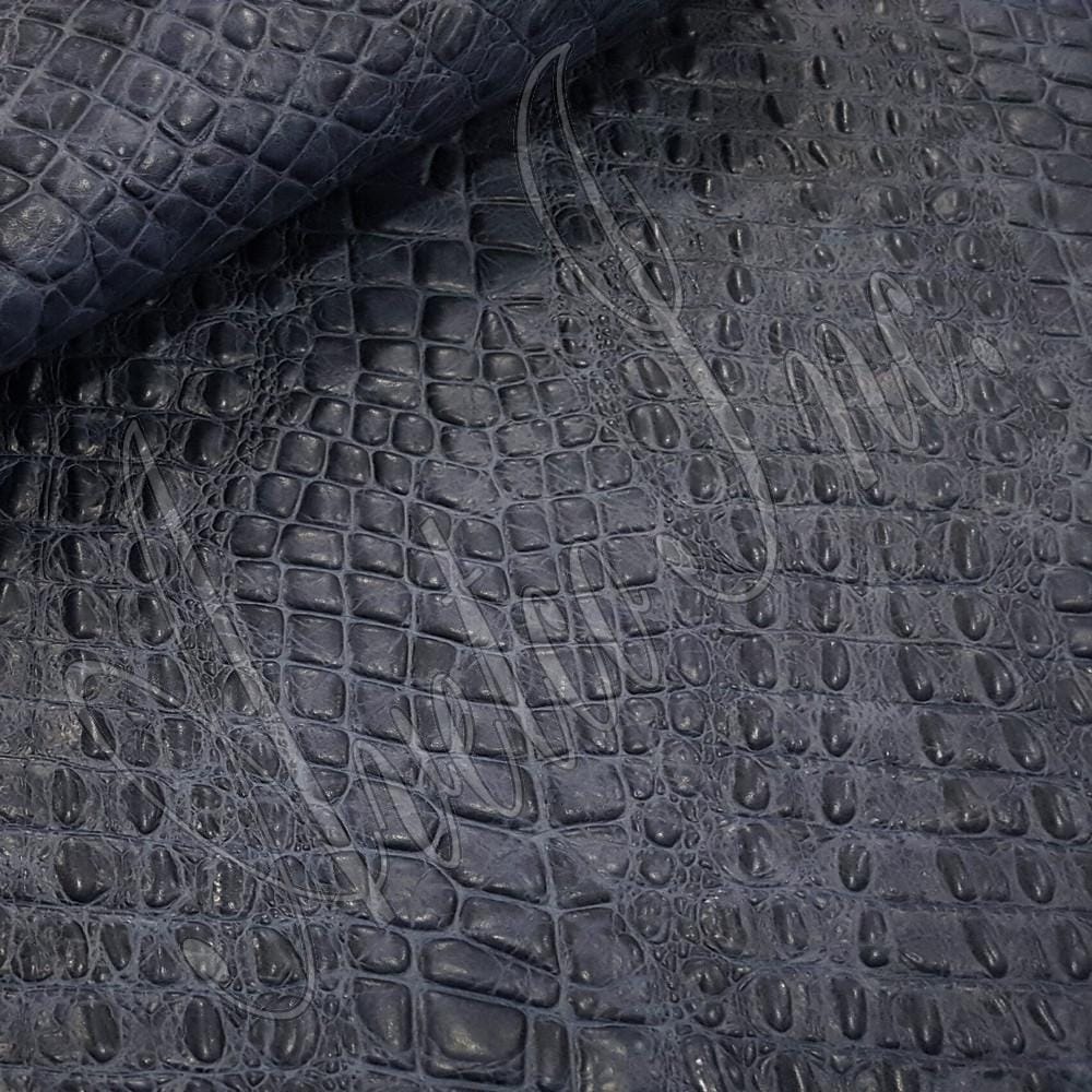 Moonlight Blue Oltu Crocodile Embossed Cow Leather Avetco Inc