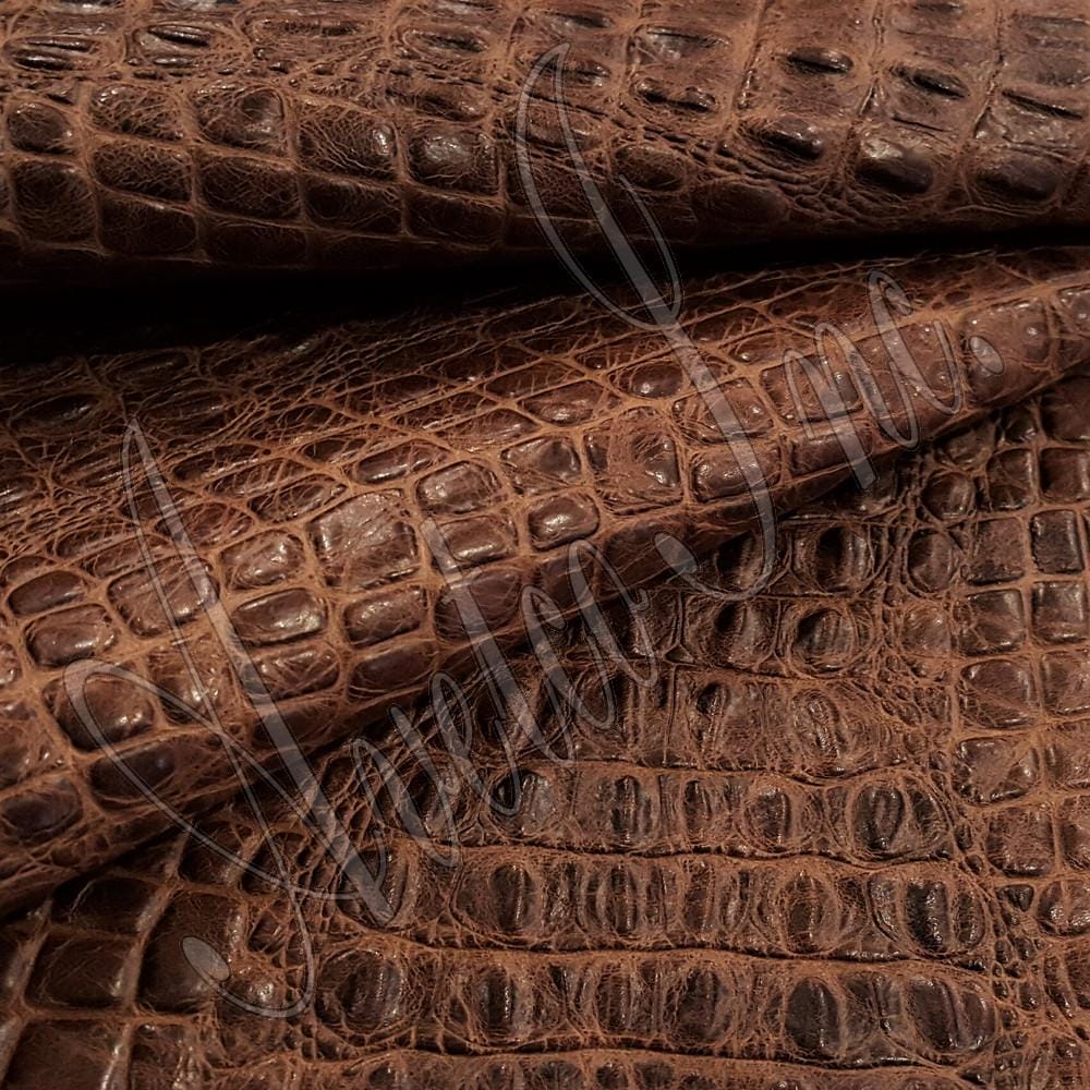 Rustic Brown Oltu Crocodile Embossed Cow Leather Avetco Inc