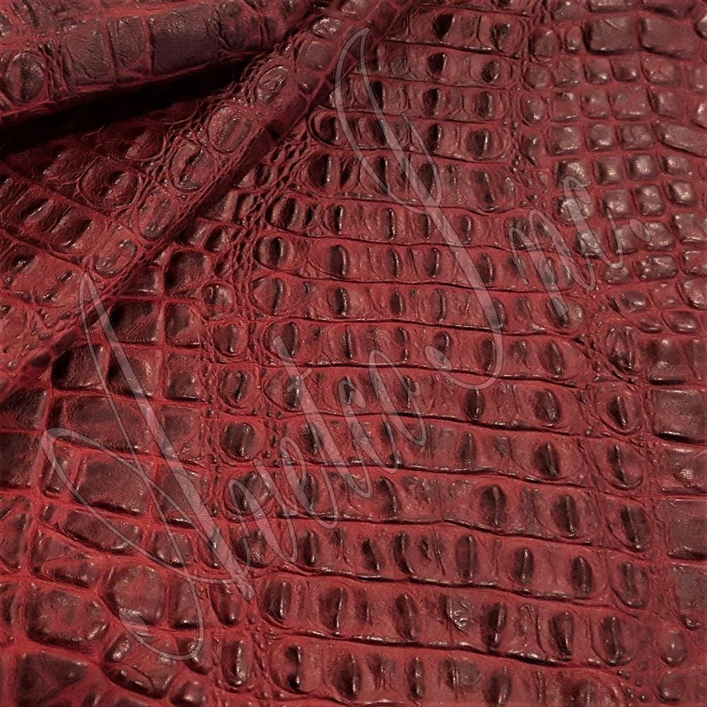 Red Oltu Crocodile Embossed Cow Leather Avetco Inc