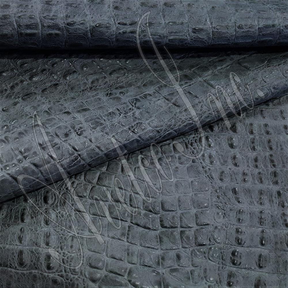 Tapestry Blue Oltu Crocodile Embossed Cow Leather Avetco Inc