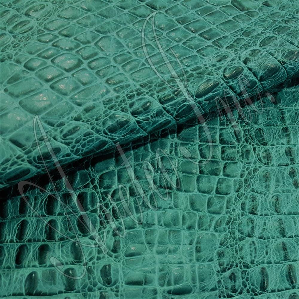 Turquoise Oltu Crocodile Embossed Cow Leather Avetco Inc