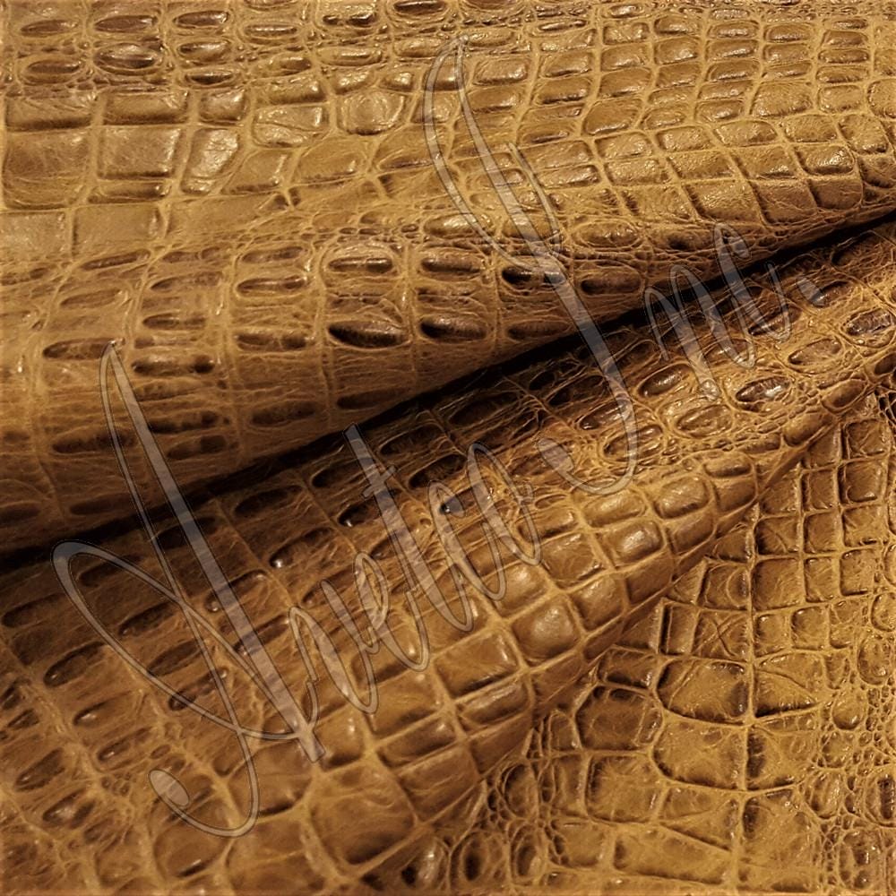 Yellow Oltu Crocodile Embossed Cow Leather Avetco Inc