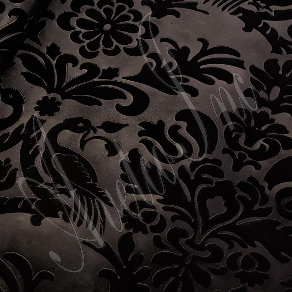 Black Paisley Nubuck Embossed Cow Leather Avetco Inc.
