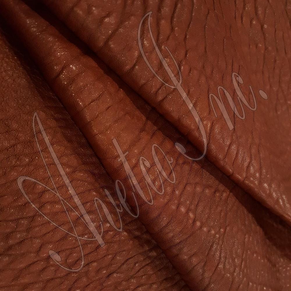 Cognac Bubble Grain Lambskin Leather Avetco Inc