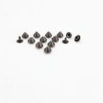 8 mm cone head rivets arranged by finish (nickel, brushed antique nickel and brushed antique brass) with posts and caps.