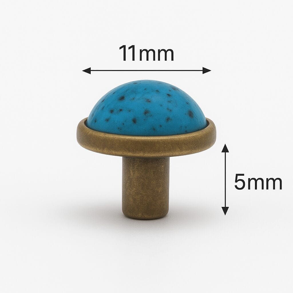 Acrylic Turquoise Stone Rivets-Antique Brass 11mm