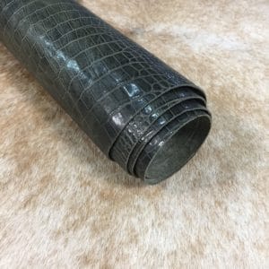 Alligator Belly Embossed Cow Leather 3 oz Bronze Green