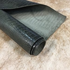 | Avetco Leather Hides and Eva Foam Alligator Belly Embossed Cow Leather 3 oz Bronze Green