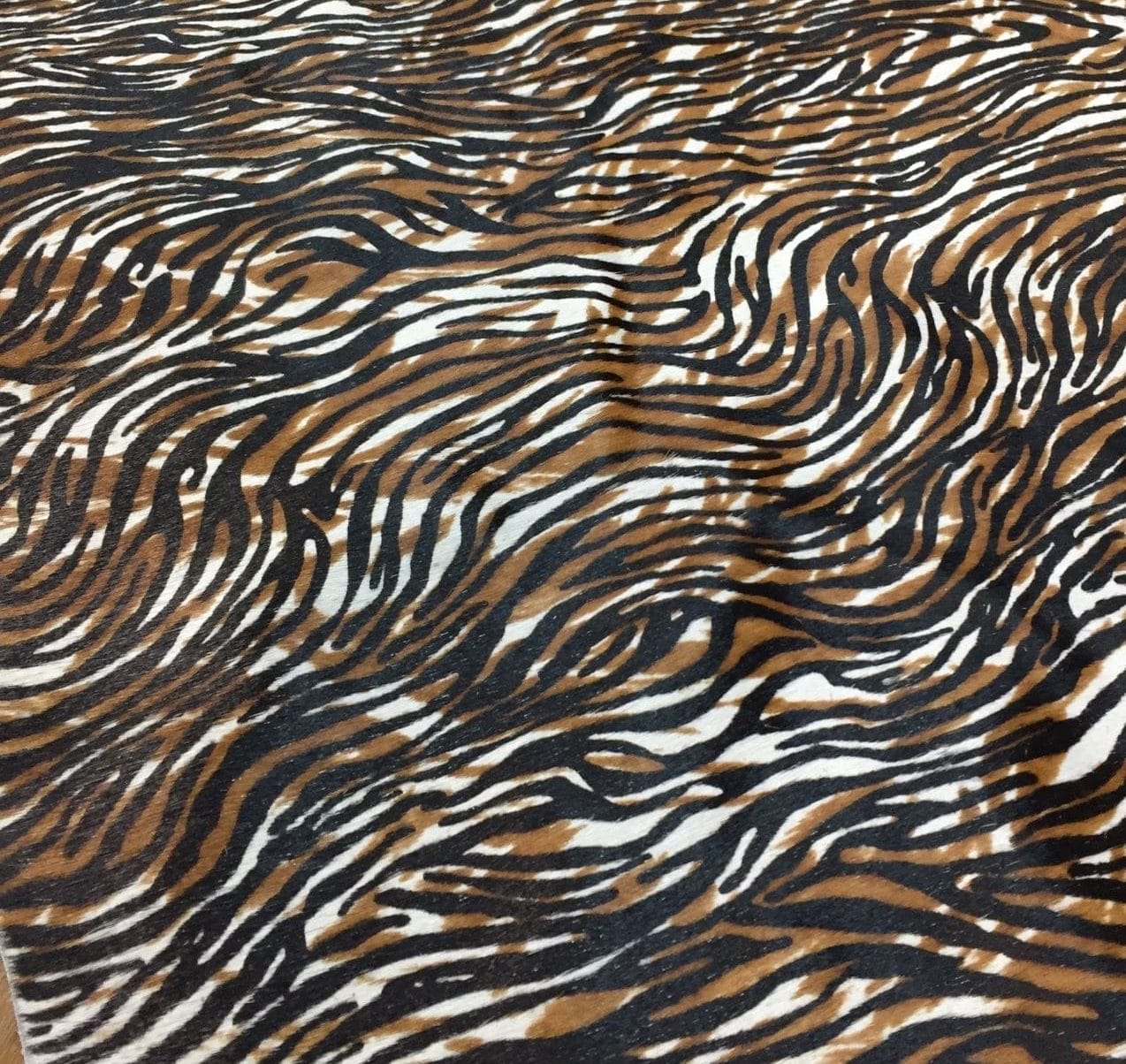 Avetco Inc-Cow Hair On Zebra Print Black with Brown 2 Small