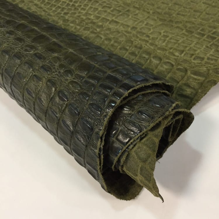 Avetcoinc.com-KOP-OLTU Crocco Cow Leaher Embossed-Army Green (2)