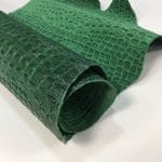 Oltu crocodile embossed cow leather hide in amazon green. Avetco