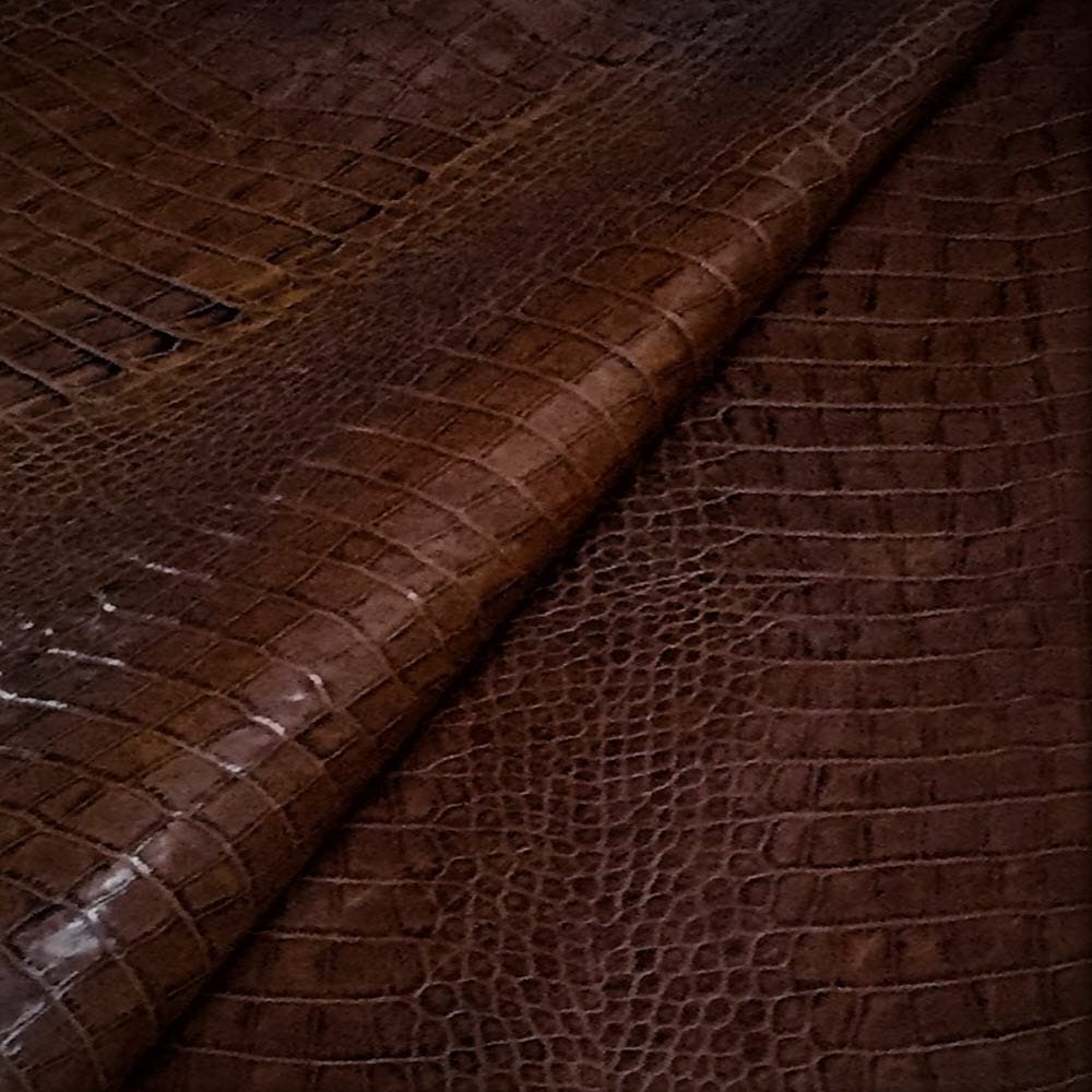 Alligator Belly Embossed Cow Leather Dark Rustic Brown Avetco Inc.