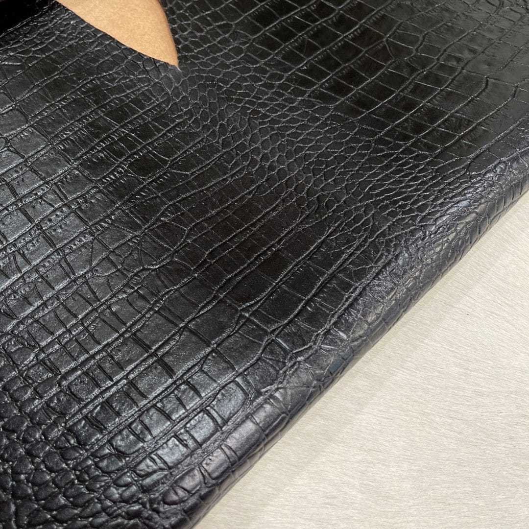 Crocodile Embossed Cow Black