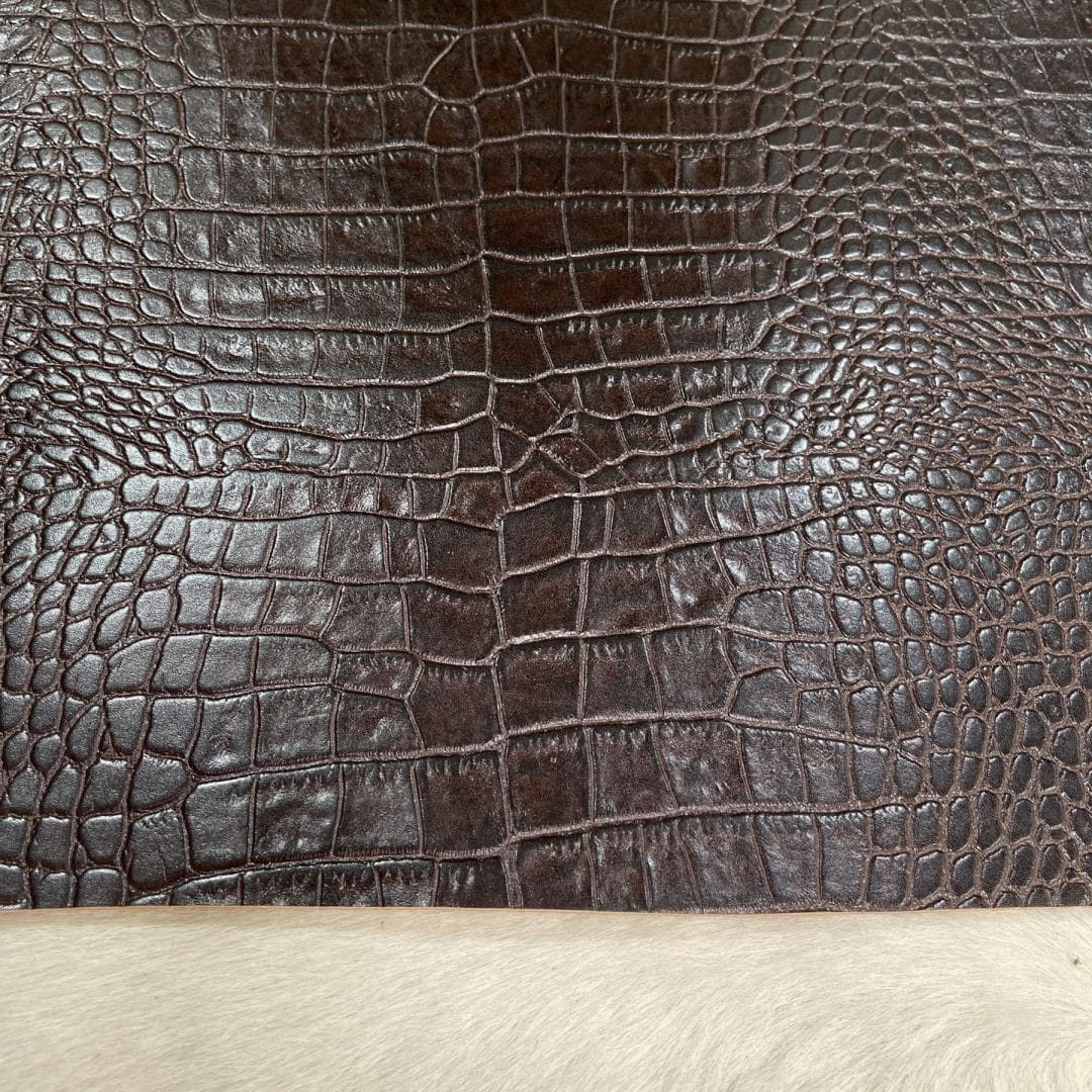 Crocodile Embossed Cow Brown
