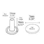 Double Cap Rivets 7mm x 8mm – Flat Round – Nickel & Gold Finish – Avetco