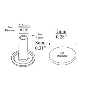 Double Cap Rivets 7mm x 8mm – Flat Round – Nickel & Gold Finish – Avetco