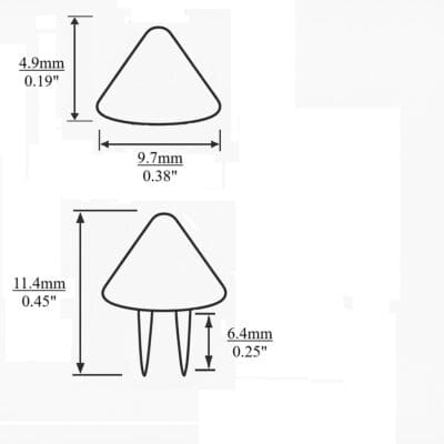 NH52 Cone Nailhead dimensions – 9.7mm diameter, 4.9mm cone height, 6.4mm prongs.-Avetco