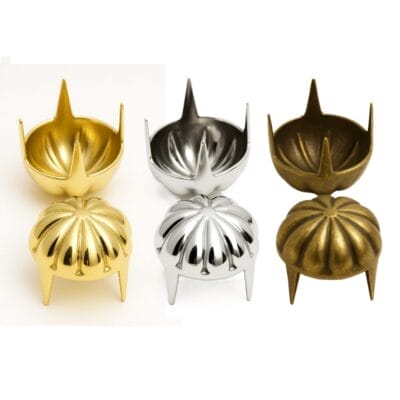 Parachute Nail Head NH72 in gold, nickel, and antique brass finishes, set of decorative nail heads for belts, bags, and upholstery