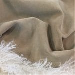 what is cow suede leather? The Vertu Cow Suede Leather Collection is made with exquisite cowhide and suede leather, with a thickness of 1.2-1.6mm and a weight of 3/4 oz. hide size 10-14 sq. ft. Chrome tanning techniques are used for a timeless and classic material, perfect for high-end jackets, boots,belts, and other leather items.