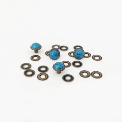 Acrylic Turquoise Stone Rivets-Antique Brass