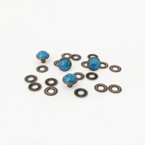 Acrylic Turquoise Stone Rivets-Antique Brass