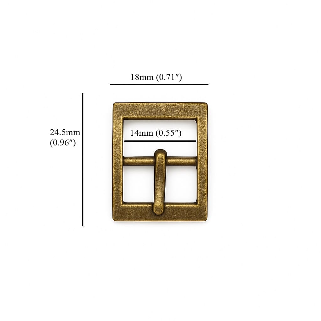 Y3114 -14MM 14mm Center bar buckle Y3114 Antique Brass
