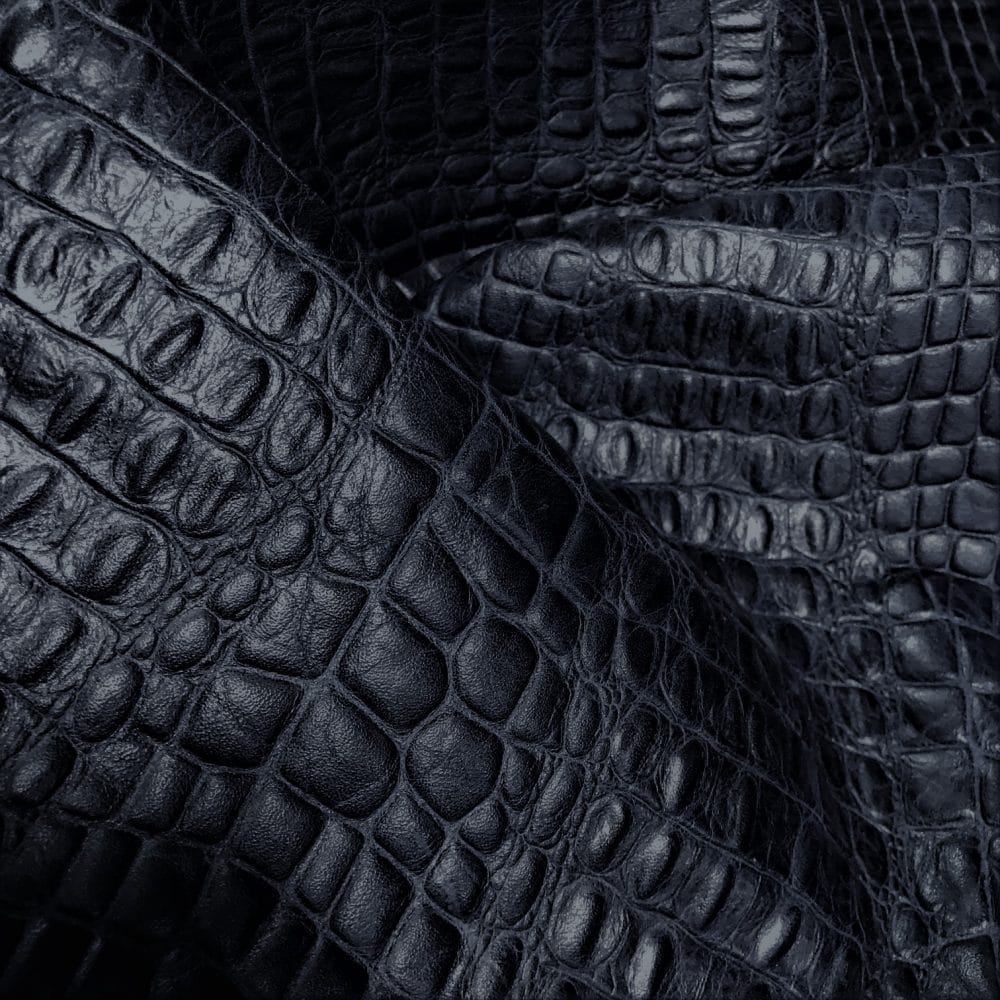 Navy Blue Oltu Crocodile Embossed Cow Leather Avetco Inc