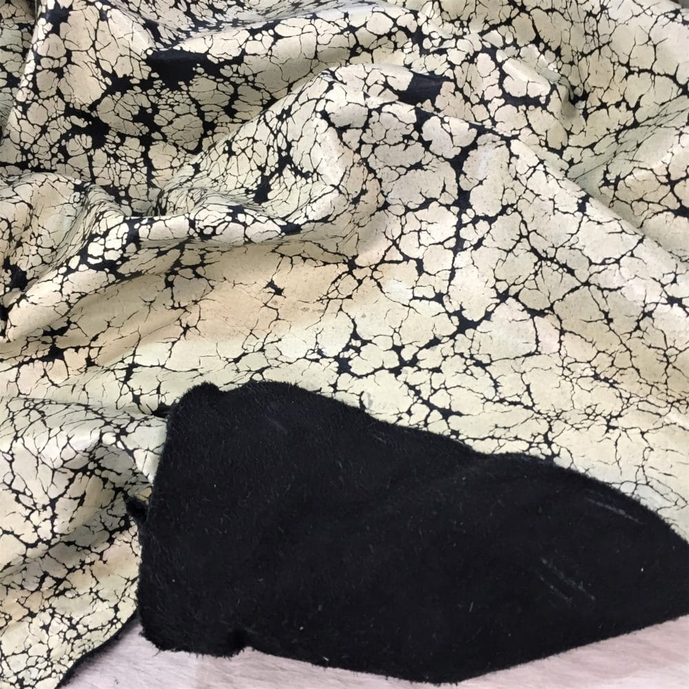 Off white with black Crackle Buffalo Leather