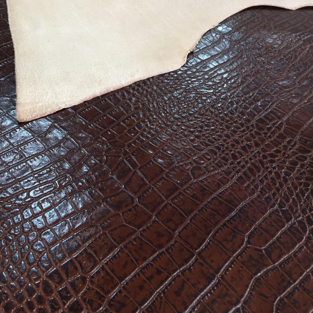 Cafe Crocodile Embossed Cow Double Shoulder Veg Tan 3 oz Cafe Avetco Inc (3)